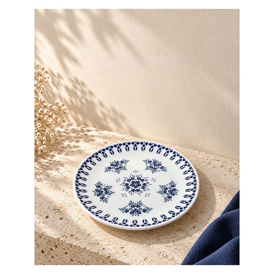 Güral Porselen Camelia 1654 Mavi Desenli 19 cm Pasta Tabağı 6’lı Set - 3