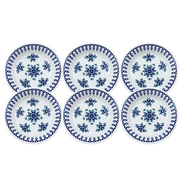 Güral Porselen Camelia 1654 Mavi Desenli 19 cm Yemek Tabağı 6’lı Set
