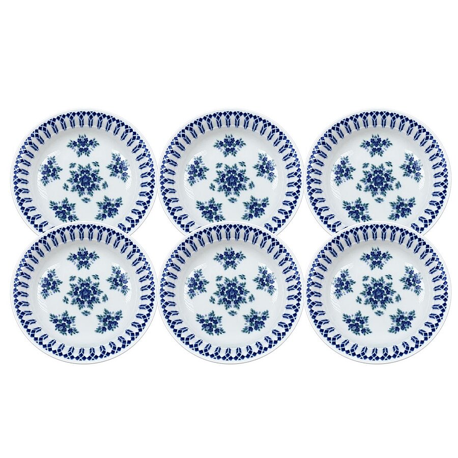 Güral Porselen Camelia 1654 Mavi Desenli 19 cm Yemek Tabağı 6’lı Set - 1