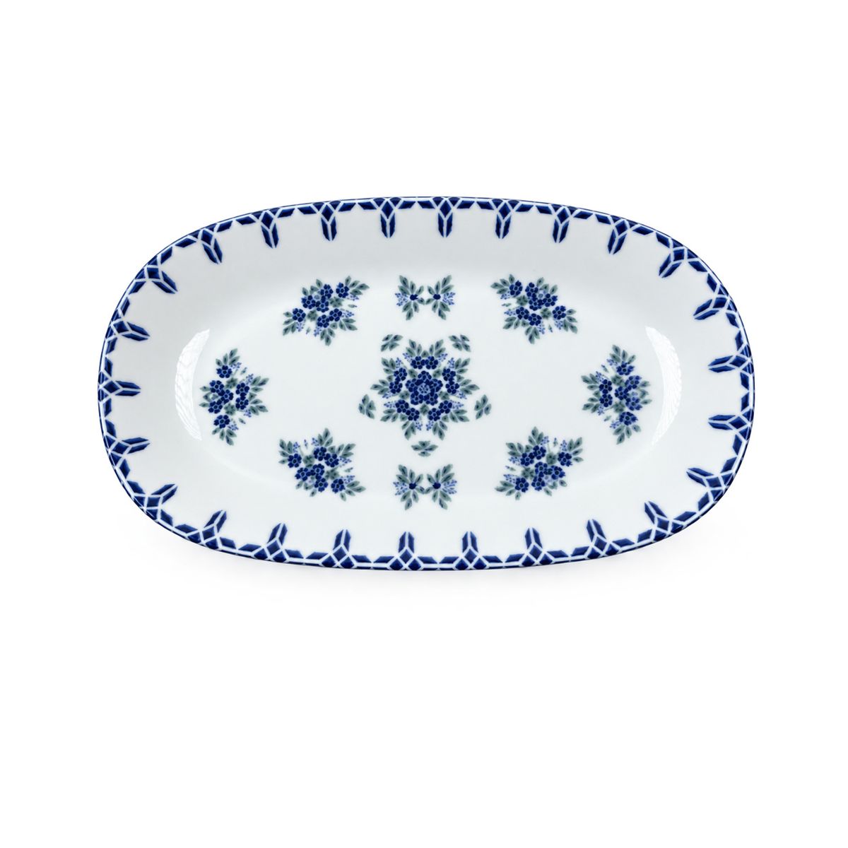 Güral Porselen Camelia 1654 Mavi Desenli 24 cm Kayık Tabak 2’li Set