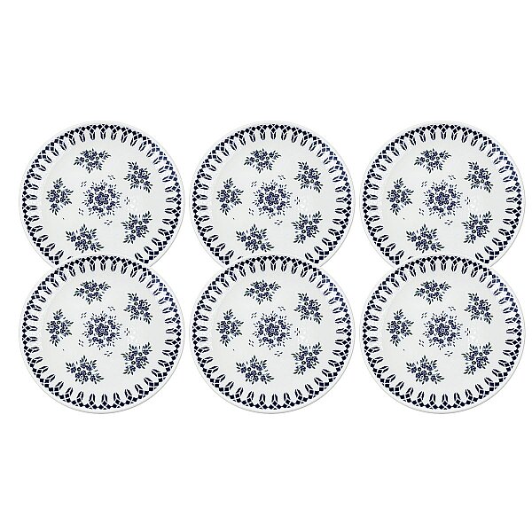 Güral Porselen Camelia 1654 Mavi Desenli 25 cm Servis Tabağı 6’lı Set