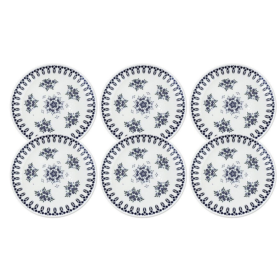 Güral Porselen Camelia 1654 Mavi Desenli 25 cm Servis Tabağı 6’lı Set - 1