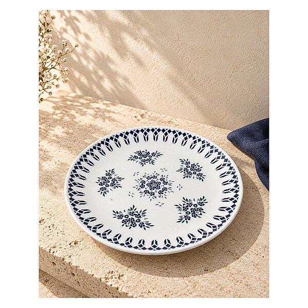 Güral Porselen Camelia 1654 Mavi Desenli 25 cm Servis Tabağı 6’lı Set - 3