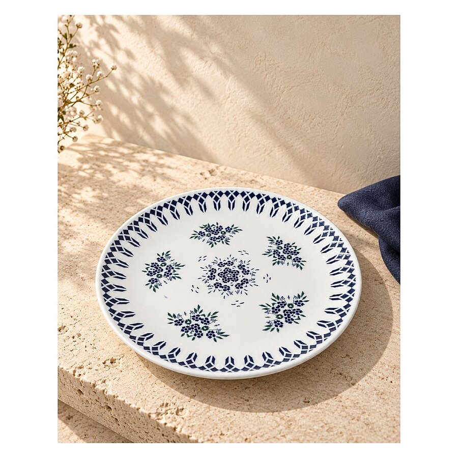 Güral Porselen Camelia 1654 Mavi Desenli 25 cm Servis Tabağı 6’lı Set - 3
