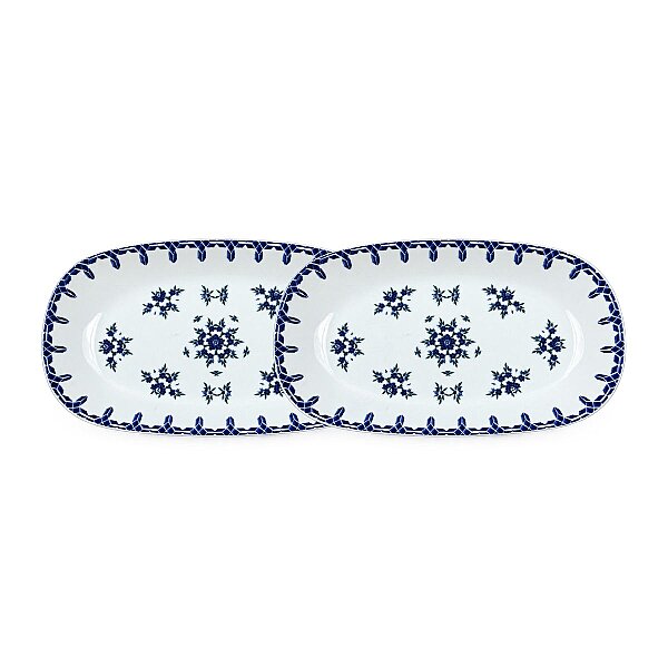 Güral Porselen Camelia 1654 Mavi Desenli 26 cm Kayık Tabak 2’li Set