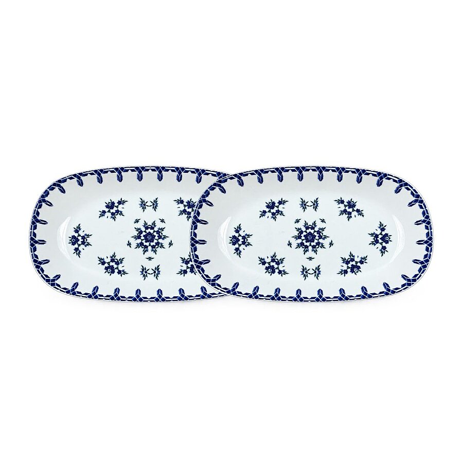 Güral Porselen Camelia 1654 Mavi Desenli 26 cm Kayık Tabak 2’li Set - 1