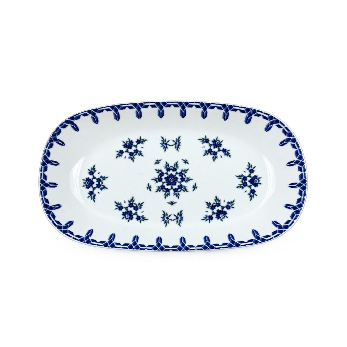 Güral Porselen Camelia 1654 Mavi Desenli 26 cm Kayık Tabak 2’li Set