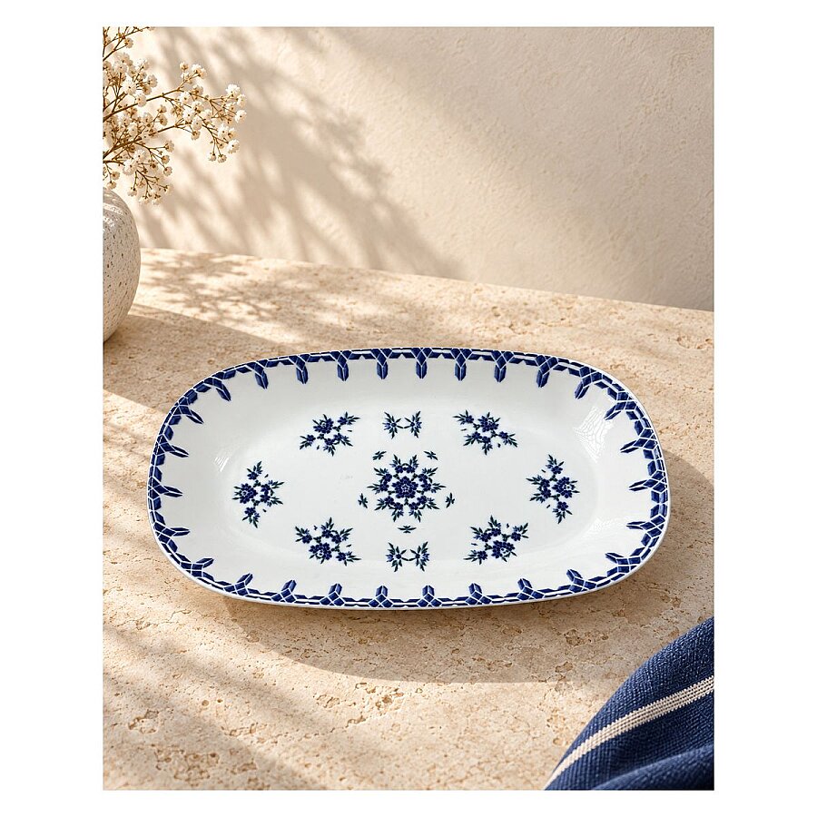 Güral Porselen Camelia 1654 Mavi Desenli 26 cm Kayık Tabak 2’li Set - 3