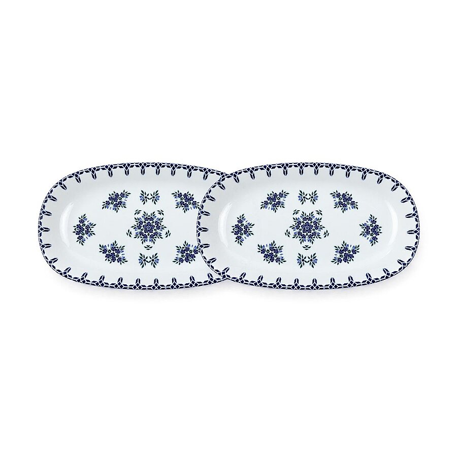 Güral Porselen Camelia 1654 Mavi Desenli 29 cm Kayık Tabak 2’li Set - 1