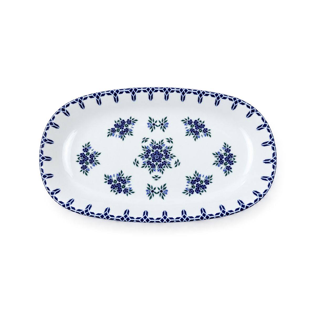 Güral Porselen Camelia 1654 Mavi Desenli 29 cm Kayık Tabak 2’li Set