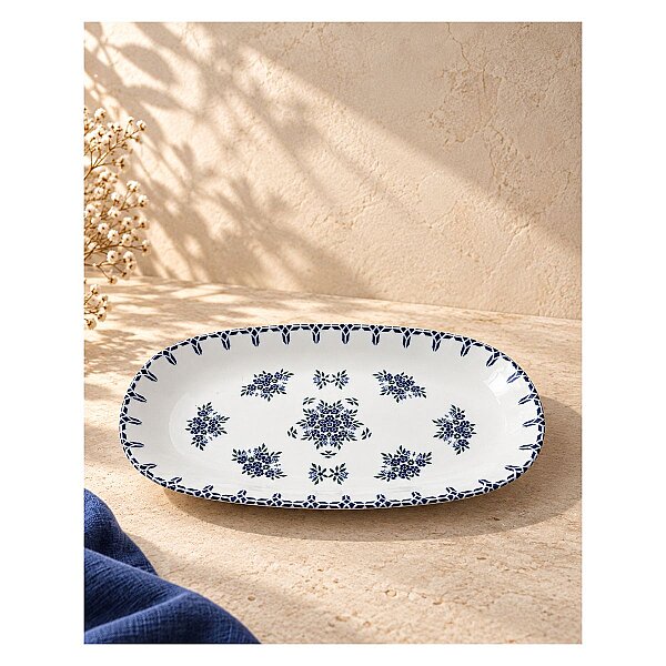 Güral Porselen Camelia 1654 Mavi Desenli 29 cm Kayık Tabak 2’li Set - 3