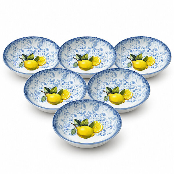 Güral Porselen Camelia Limon Desenli 14 cm 6'lı Çerez ve Yoğurt Kasesi