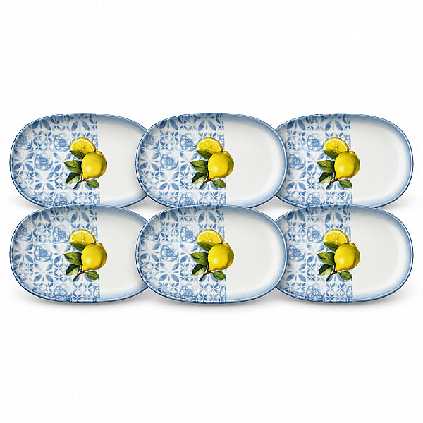 Güral Porselen Camelia Limon Desenli 15 cm 6'lı Meze ve Kahvaltı Tabağı
