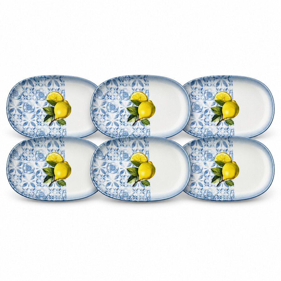 Güral Porselen Camelia Limon Desenli 15 cm 6'lı Meze ve Kahvaltı Tabağı - 1