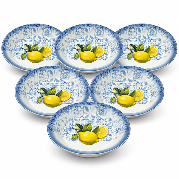 Güral Porselen Camelia Limon Desenli 19 cm 6'lı Çukur Gourmet Tabağı