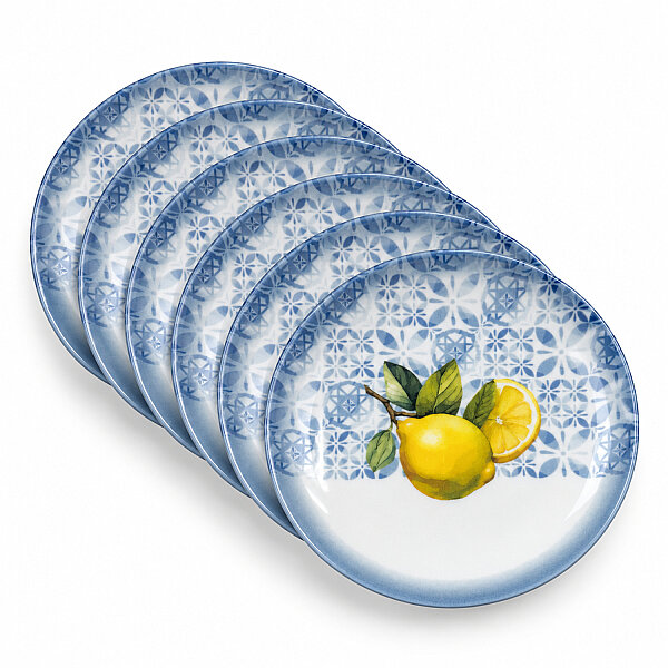 Güral Porselen Camelia Limon Desenli 19 cm 6'lı Pasta ve Kahvaltı Tabağı