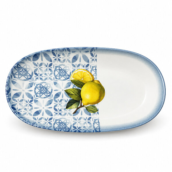 Güral Porselen Camelia Limon Desenli 24 cm 2'li Kayık Tabak - 2
