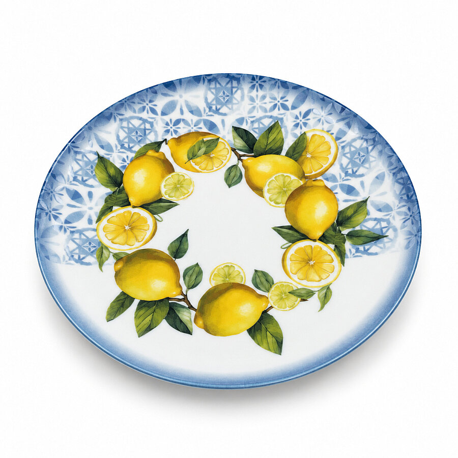 Güral Porselen Camelia Limon Desenli 25 cm 6'lı Servis Tabağı - 2