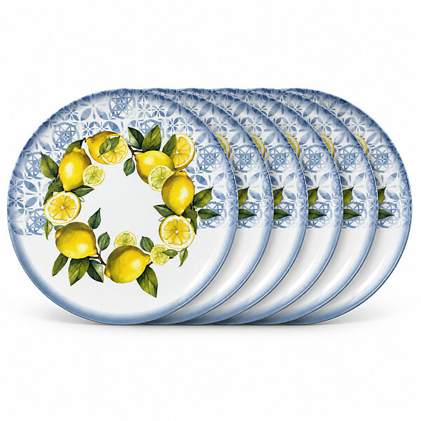 Güral Porselen Camelia Limon Desenli 25 cm 6'lı Servis Tabağı