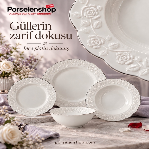 Güral Porselen Carmina Platin 24 Parça 6 Kişilik Yemek Takımı - 3