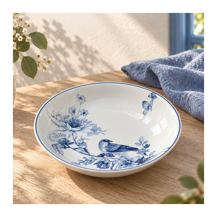 Güral Porselen Kuş Desenli 14 cm 6'lı Çerez ve Yoğurt Kasesi - 1