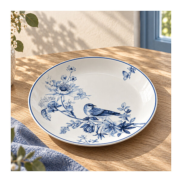 Güral Porselen Kuş Desenli 19 cm 6'lı Pasta ve Kahvaltı Tabağı