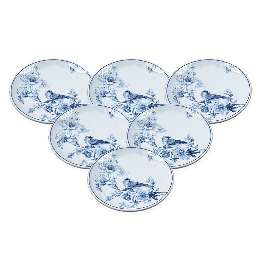 Güral Porselen Kuş Desenli 19 cm 6'lı Pasta ve Kahvaltı Tabağı - 2