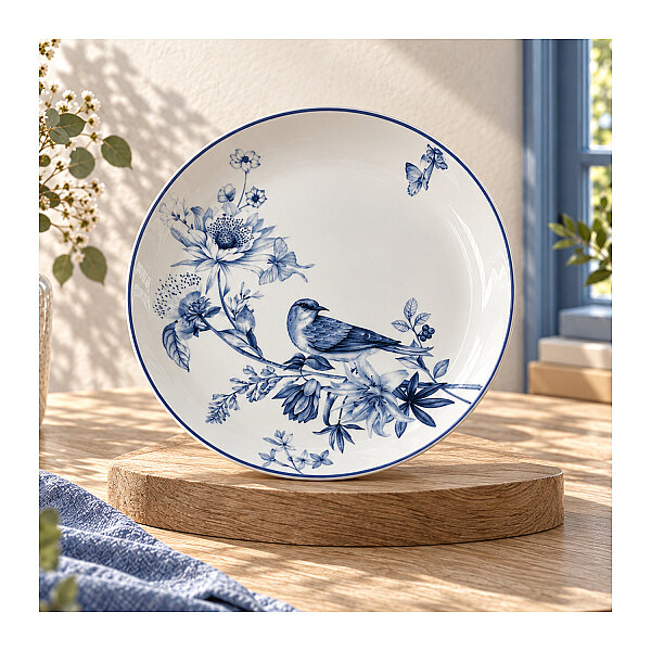 Güral Porselen Kuş Desenli 25 cm 6'lı Servis Tabağı