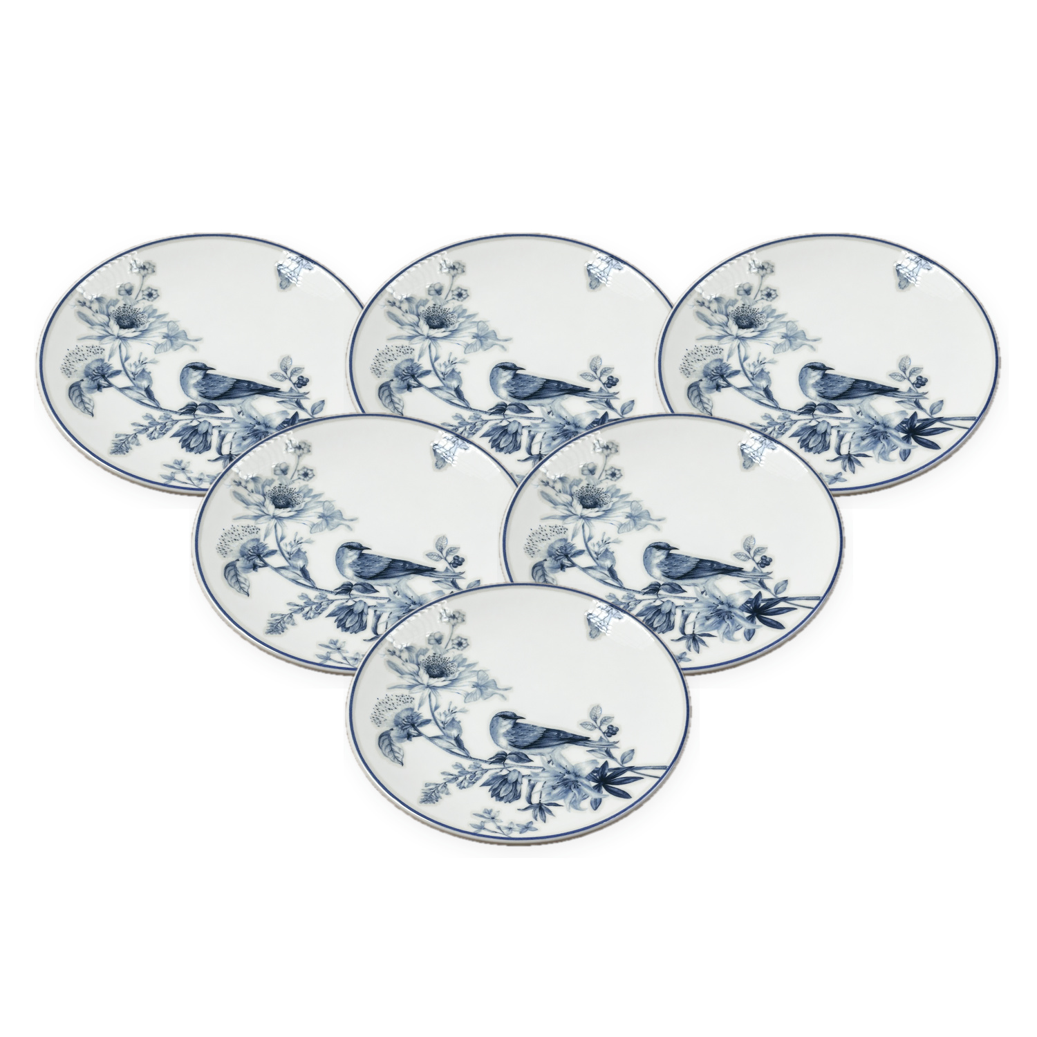 Güral Porselen Kuş Desenli 25 cm 6'lı Servis Tabağı