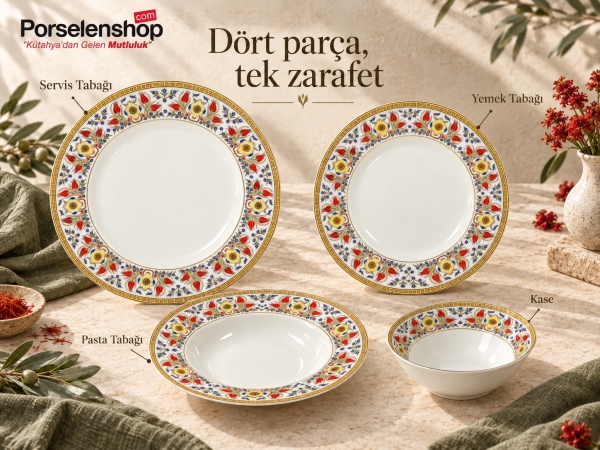 Güral Porselen Lale Desen 24 Parça 6 Kişilik Yemek Takımı - 2