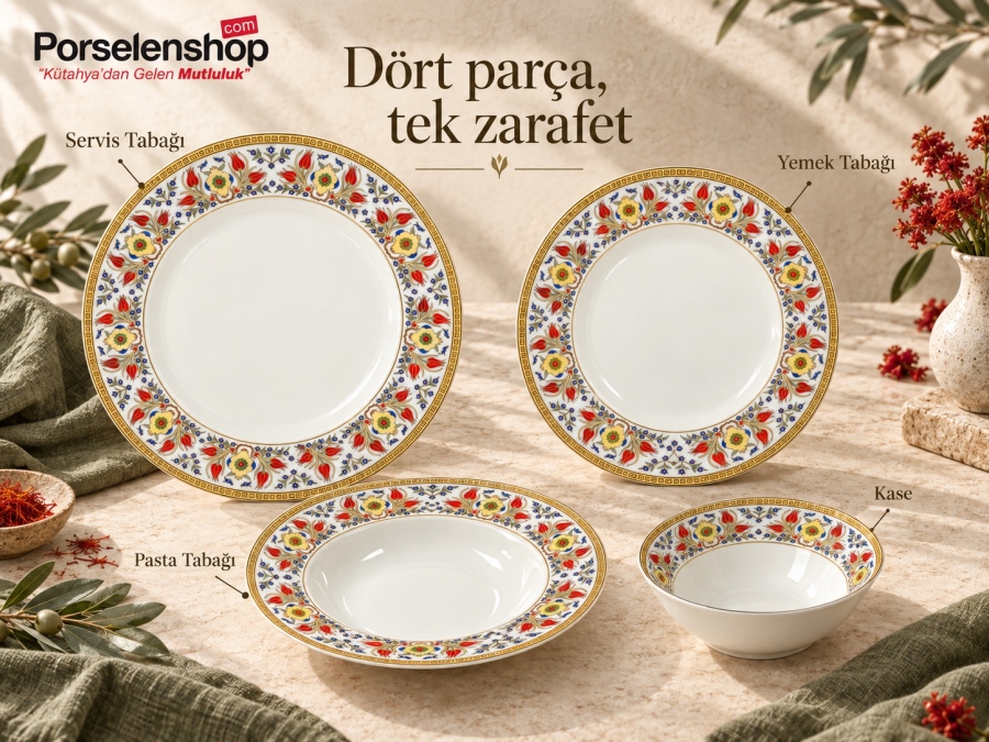 Güral Porselen Lale Desen 24 Parça 6 Kişilik Yemek Takımı - 2