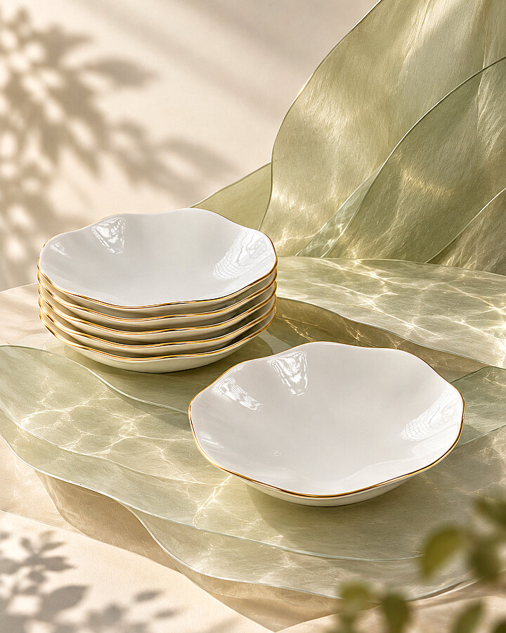Güral Porselen Nesrin Mat Gold File 6'lı Çorba Kasesi - Outlet - 1