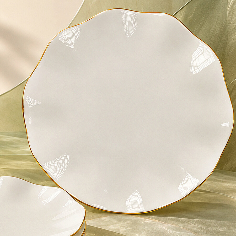 Güral Porselen Nesrin Mat Gold File 6'lı Servis Tabağı - Outlet - 3