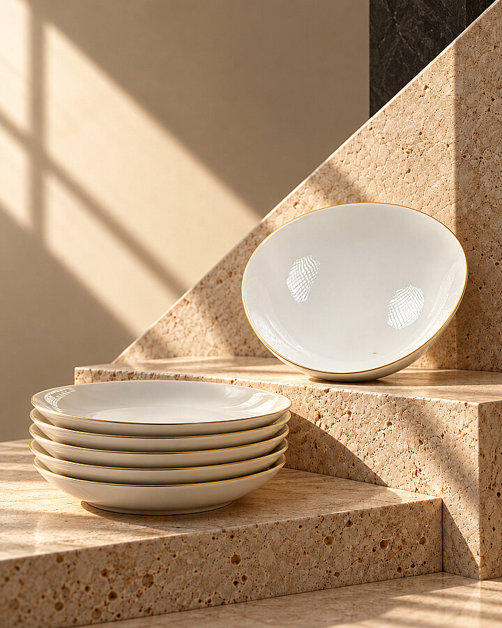 Güral Porselen Roden Mat Gold File 6'lı Çorba Kasesi - Outlet - 1