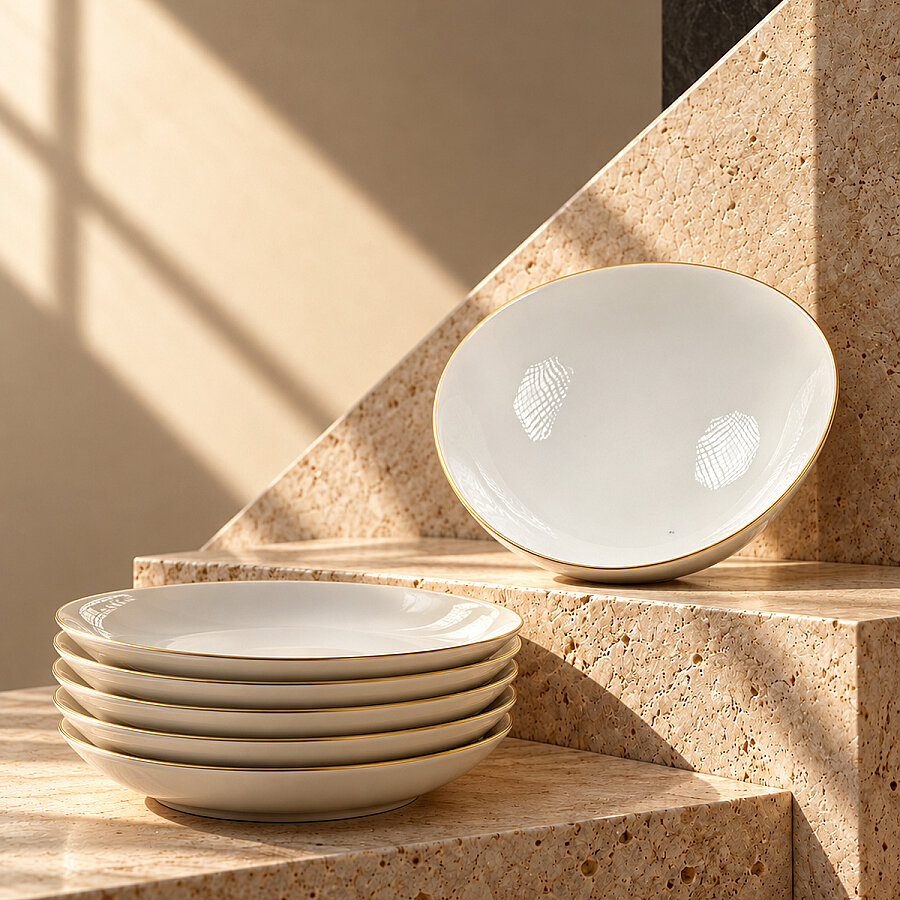 Güral Porselen Roden Mat Gold File 6'lı Çorba Kasesi - Outlet - 2