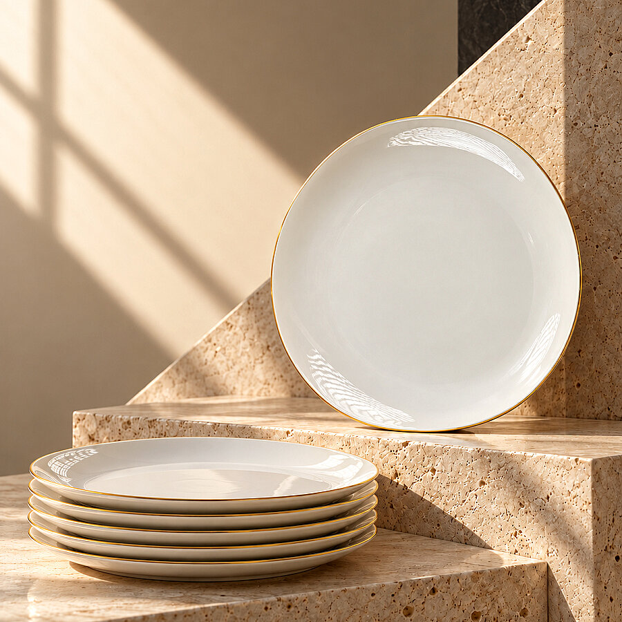 Güral Porselen Roden Mat Gold File 6'lı Pasta Tabağı - Outlet - 2
