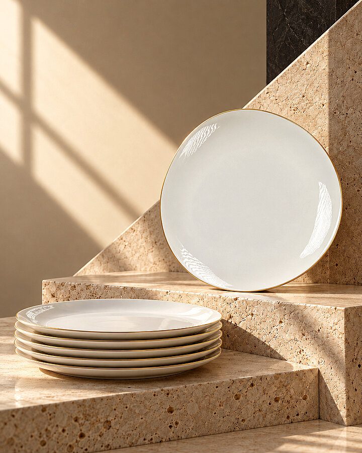 Güral Porselen Roden Mat Gold File 6'lı Yemek Tabağı - Outlet - 1