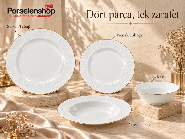 Güral Porselen Safire Gold 24 Parça 6 Kişilik Yemek Takımı - 2