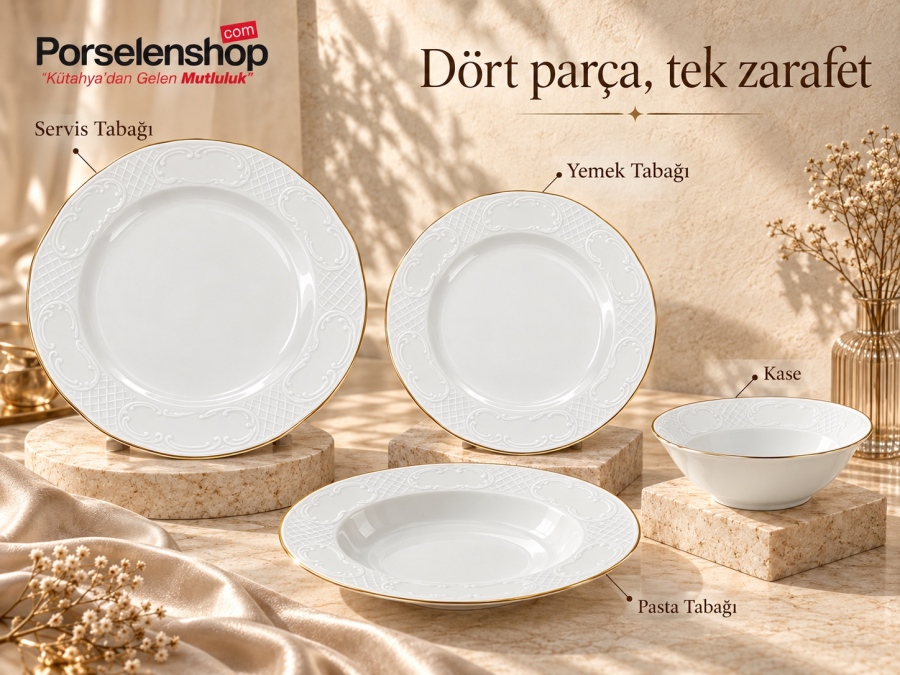 Güral Porselen Safire Gold 24 Parça 6 Kişilik Yemek Takımı - 2