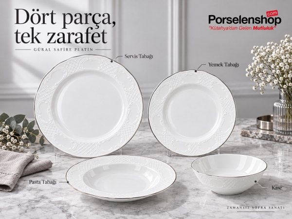 Güral Porselen Safire Platin 24 Parça 6 Kişilik Yemek Takımı - 2