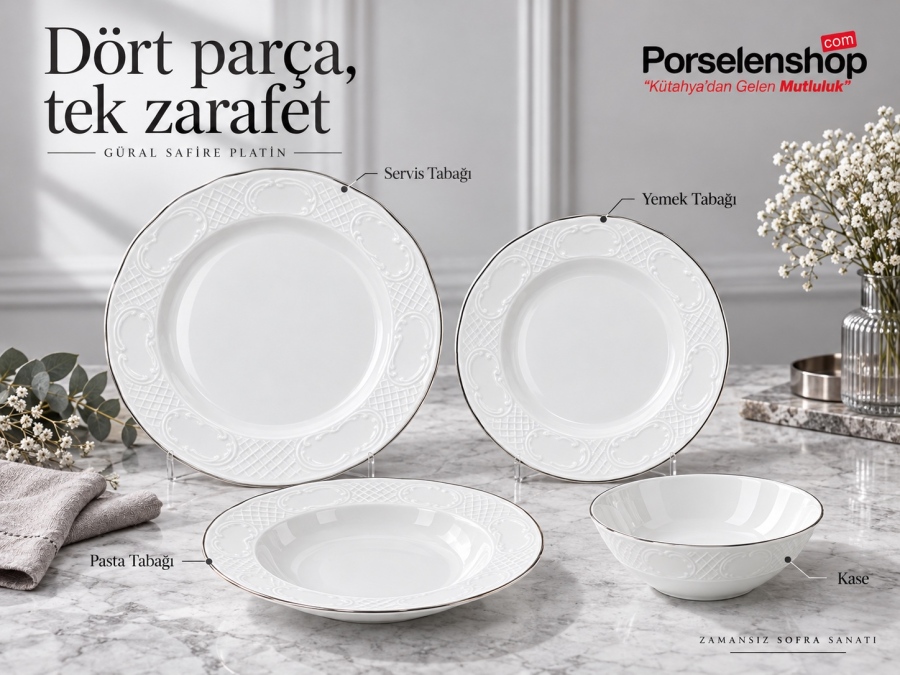 Güral Porselen Safire Platin 24 Parça 6 Kişilik Yemek Takımı - 2