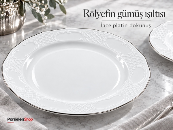 Güral Porselen Safire Platin 24 Parça 6 Kişilik Yemek Takımı - 3