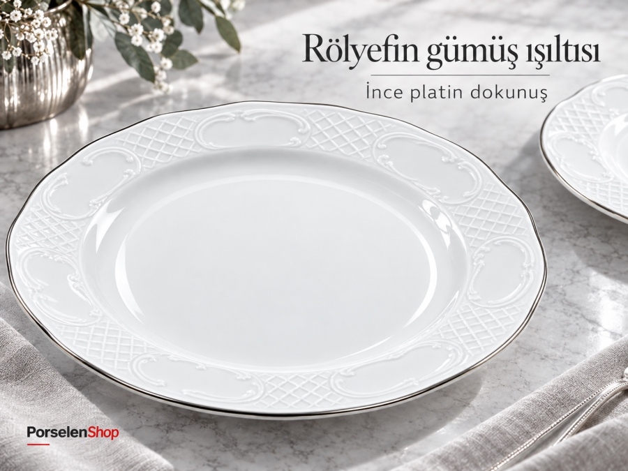 Güral Porselen Safire Platin 24 Parça 6 Kişilik Yemek Takımı - 3
