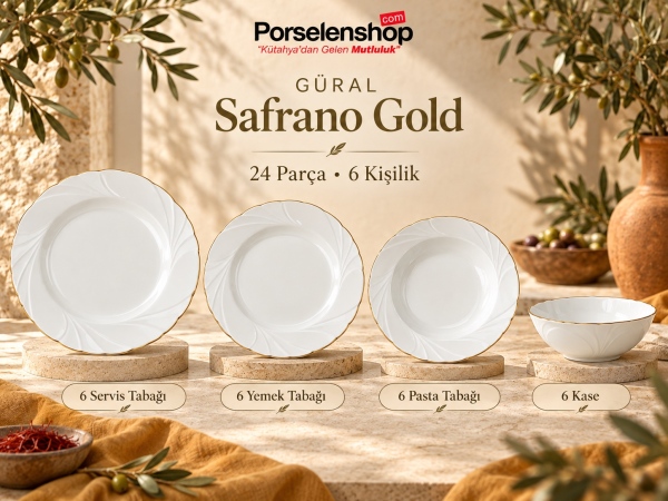 Güral Porselen Soprano Gold 24 Parça 6 Kişilik Yemek Takımı - 4