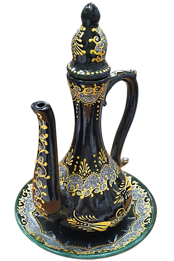 Hediyelik Çini Tabaklı İbrik Yaldızlı 25 cm - 1