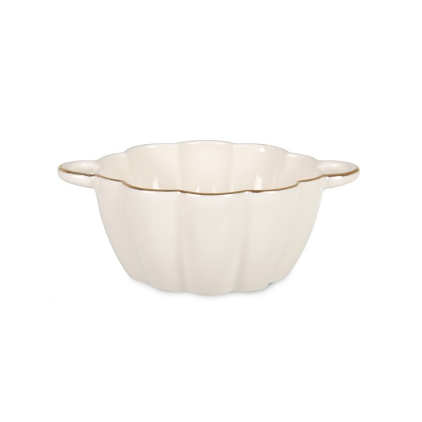 İpek Porselen Crestal Yaldızlı Bone Kulplu Kase 14 cm İKİLİ