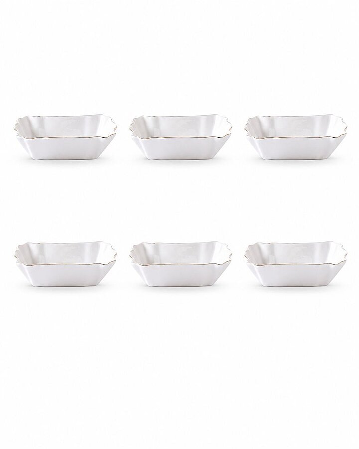 İpek Porselen Dalgalı Dikdörtgen Altın Yaldızlı 13x7 cm Kase 6’lı - 3