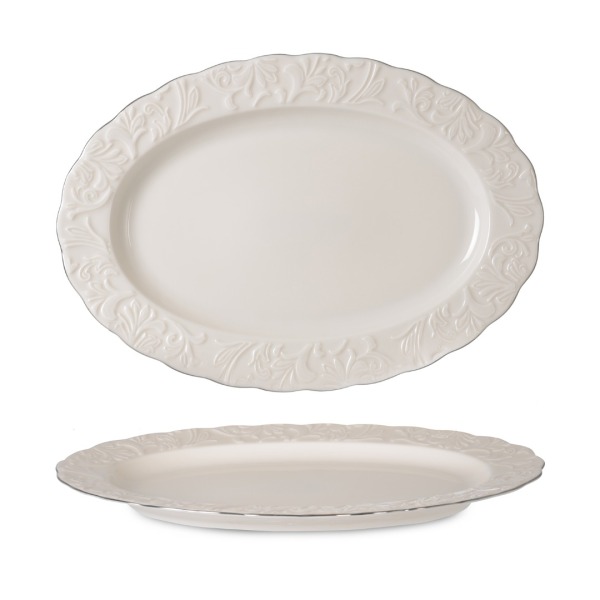 İpek Porselen Rossen Platin Yaldızlı Bone Kayık Tabak 30 cm İkili