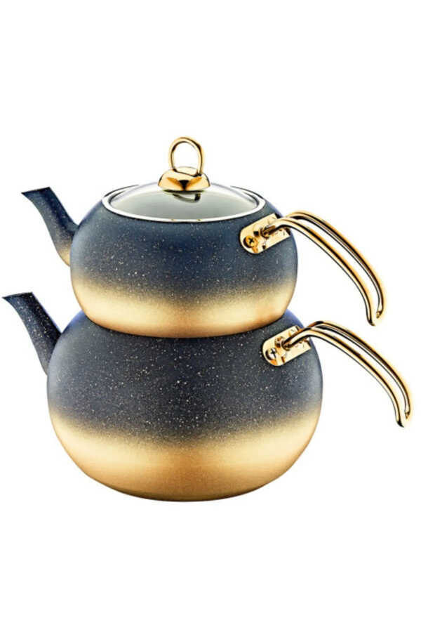 Oms 8210 (m) Orta Boy / 1,0 Lt. - 2,0 Lt. Granit Çaydanlık Gold - 1
