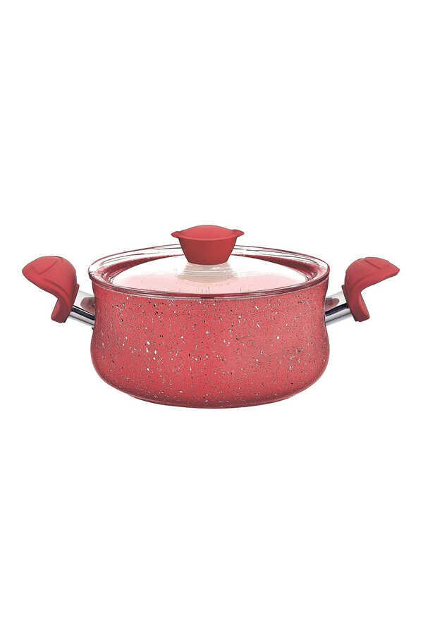 OMS Collection 3027 - 6 Parça Biogranit, Ergonomik, Güveç Seti, Kırmızı Gövde - Kırmızı Detay